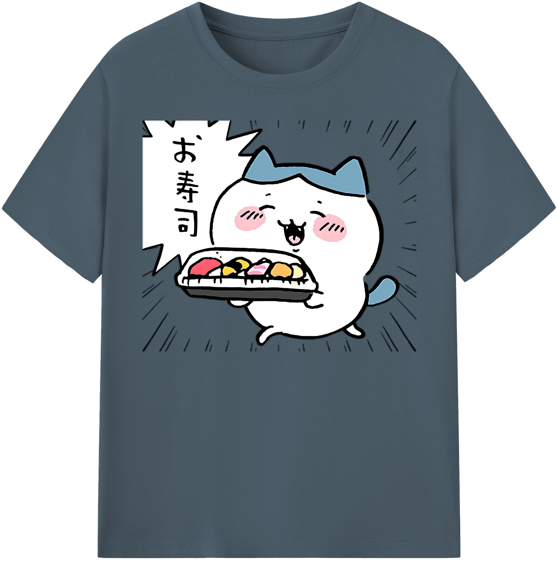 （画像用） ちいかわ ハチワレ Chii-kawa hachiware 綿100％半袖Tシャツ（フロントプリント）